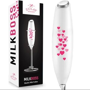 Milk Frother Powerlix Handheld Battery Operated Electric Whisk With Hearts NEW